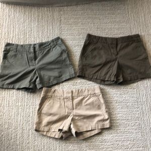 J Crew Chino shorts, 3 pairs